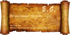 Breslauer Orion névjegykártya
